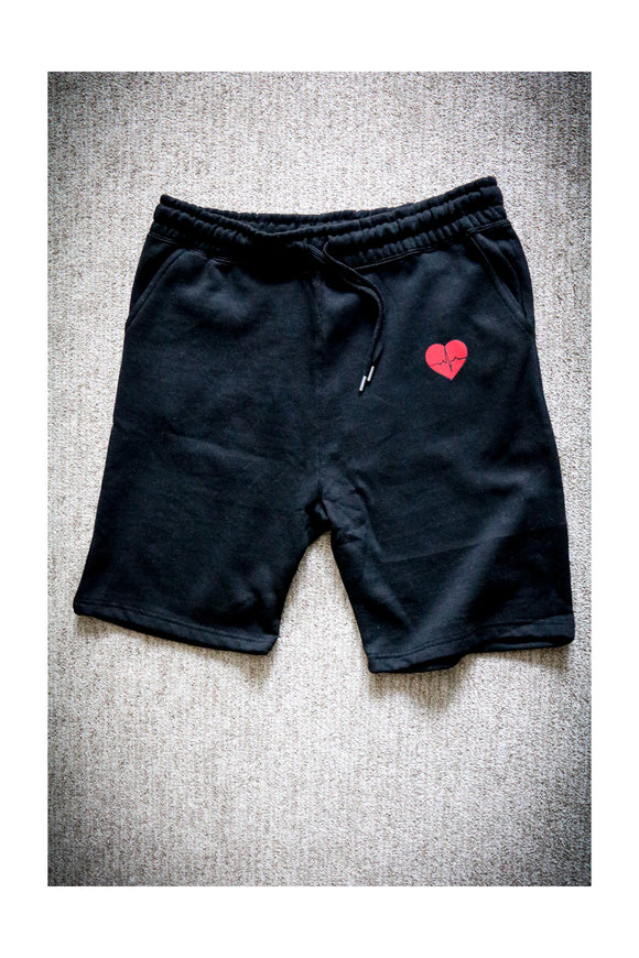 Black Fleece Shorts w/Pressed Heart