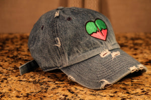 Denim Dad Hat w/ Green & Pink Logo